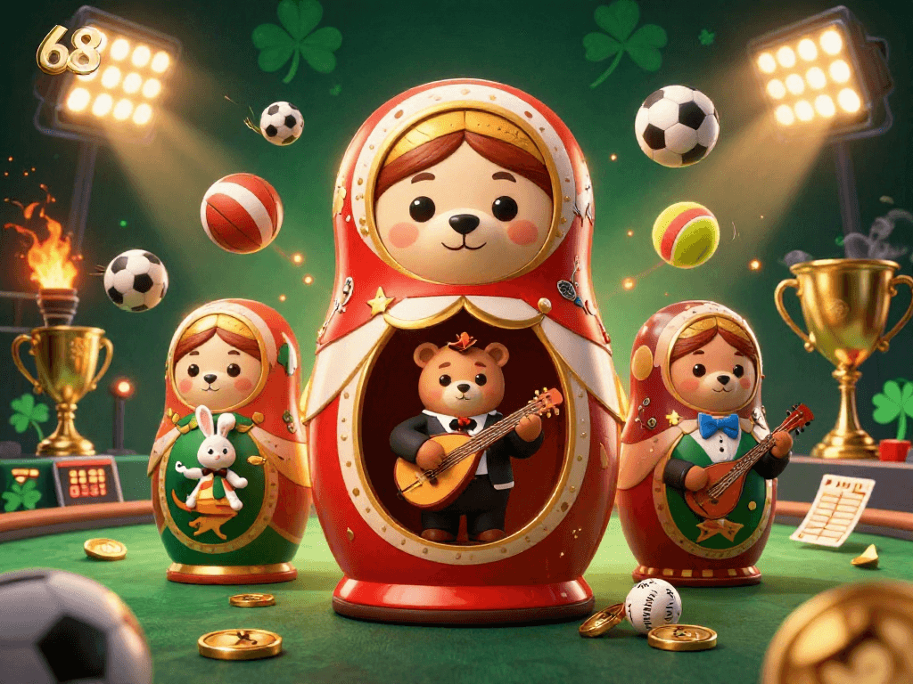 Enjoy thrilling moments at 68win casino with vibrant dealer bears and dynamic sports betting elements.