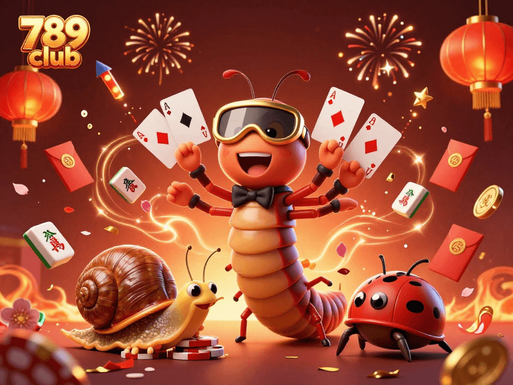 Experience exhilarating action at 789 club with vibrant 3D casino characters and festive elements.