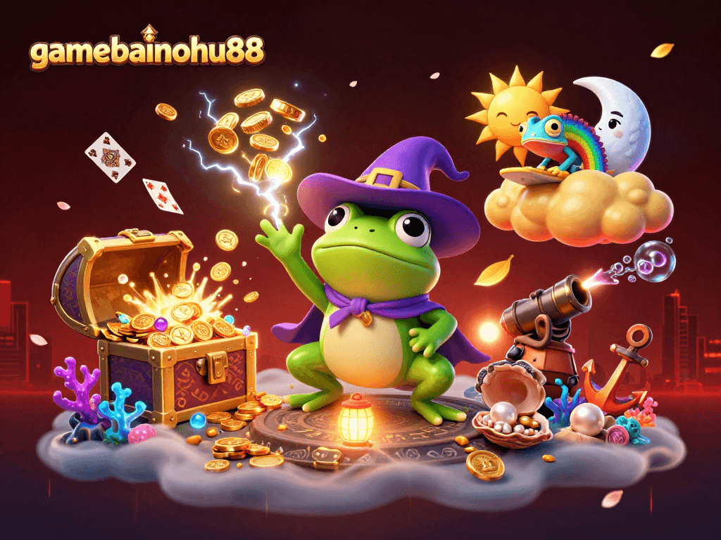 Experience thrilling gameplay in gamebainohu88 featuring a storm of golden coins and vibrant characters.