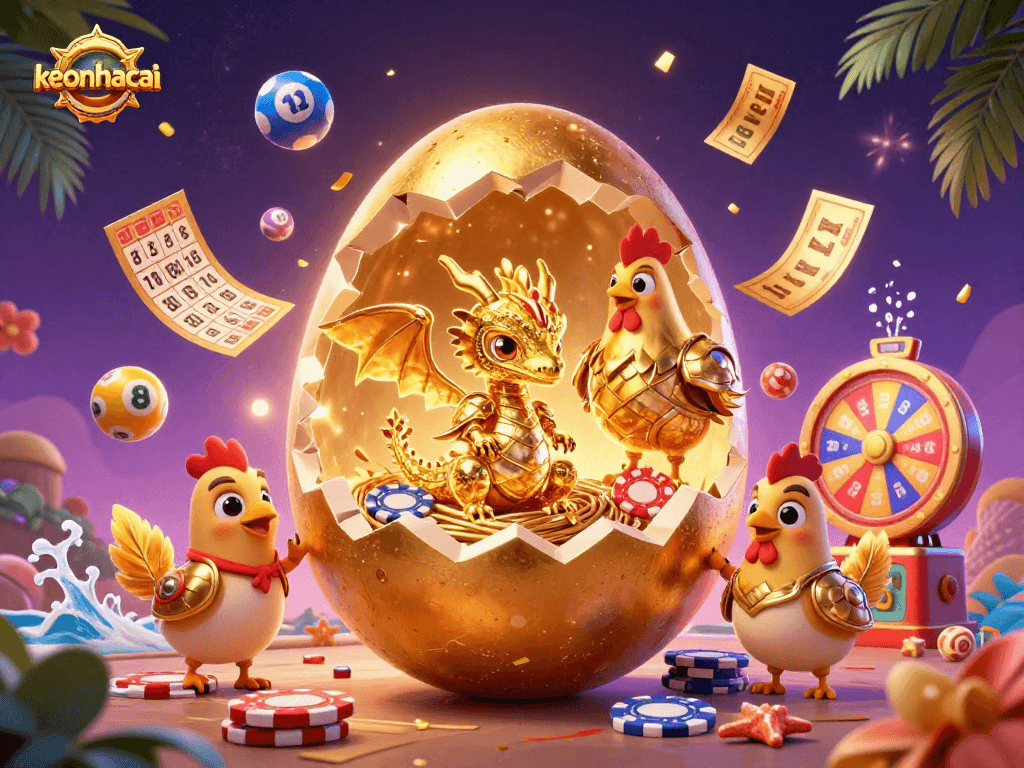 Experience thrilling wins with keonhacai's exciting golden dragon and vibrant casino elements.