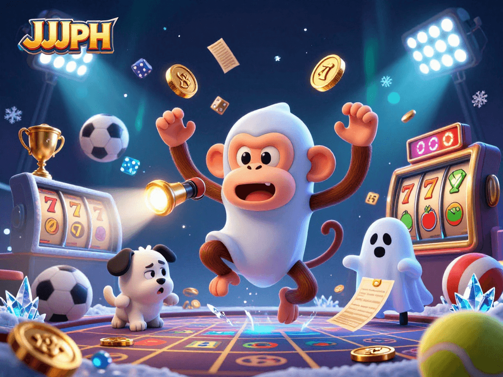 Nakakatuwang pagkakataon sa JJJPH habang naglalaro ang poltergeist monkey at ang asong manghuhuli na may golden flashlight sa isang haunted na casino.