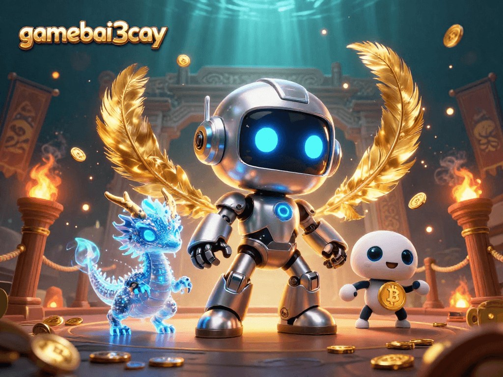 Experience thrilling action at gamebai3cay with cyberpunk characters in a vibrant casino scene.