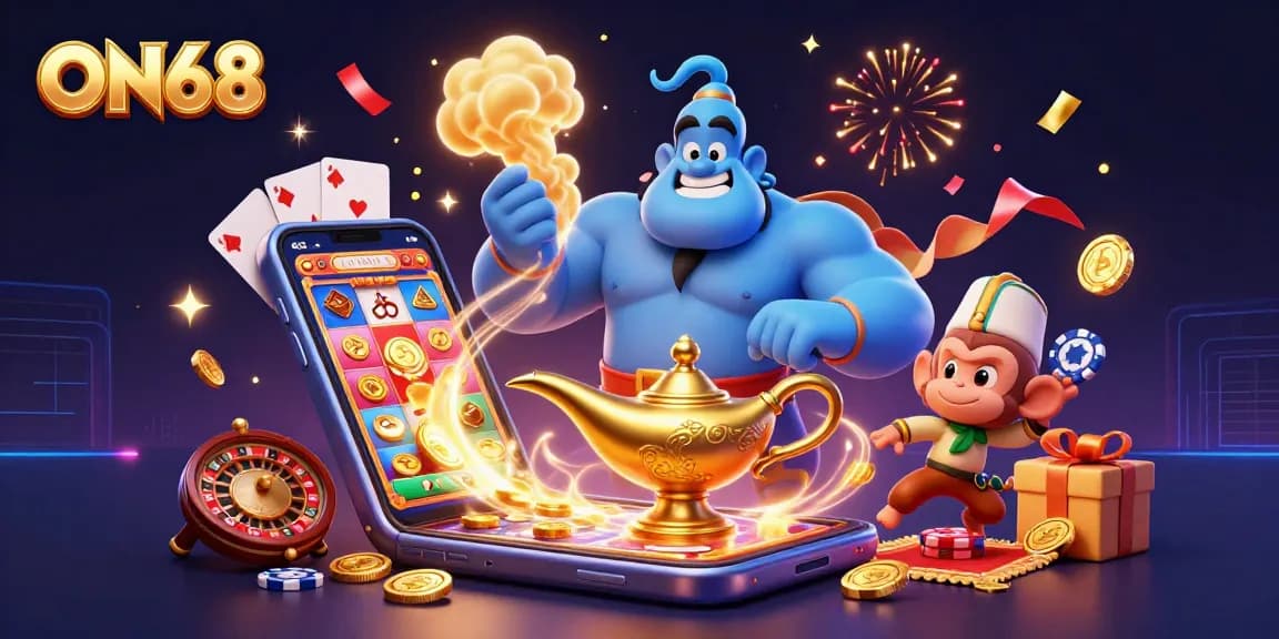 Experience thrilling gameplay at ON68 with enchanting characters and vibrant casino elements.