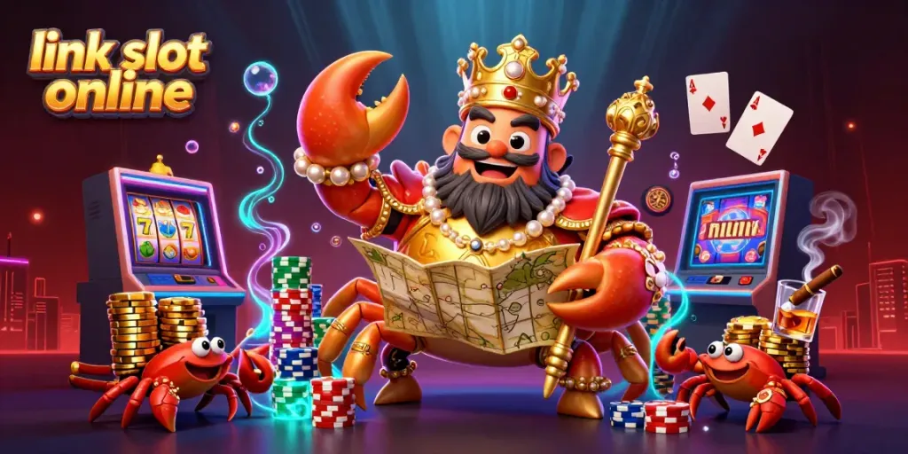 Mainkan slot gacor di RAJABANDOT dengan karakter raja kepiting emas dan mesin slot penuh simbol!