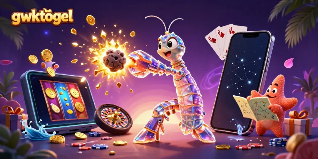 Permainan slots menarik di gwktogel dengan karakter galactic mantis shrimp yang memukau.