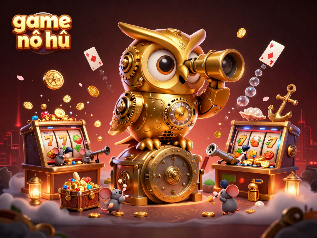 Experience the thrill of game nổ hũ with dynamic cartoon characters in a vibrant casino scene.