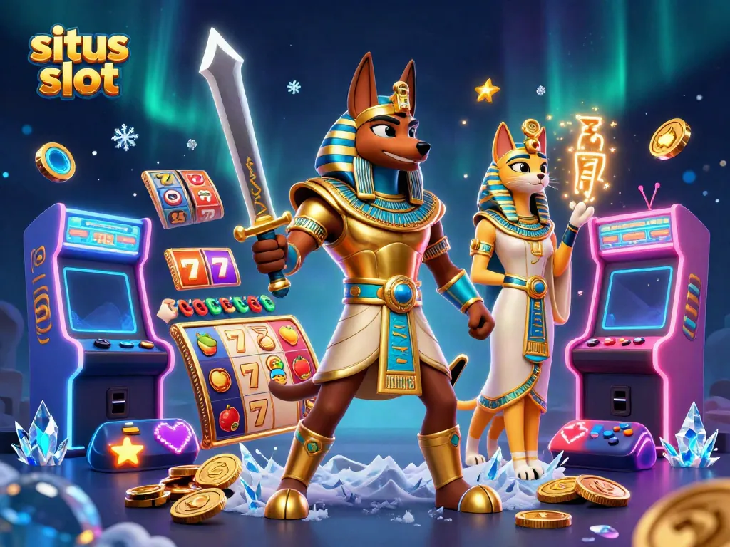 Menangkan jackpot dengan situs slot berkualitas dalam ilustrasi 3D yang penuh warna.