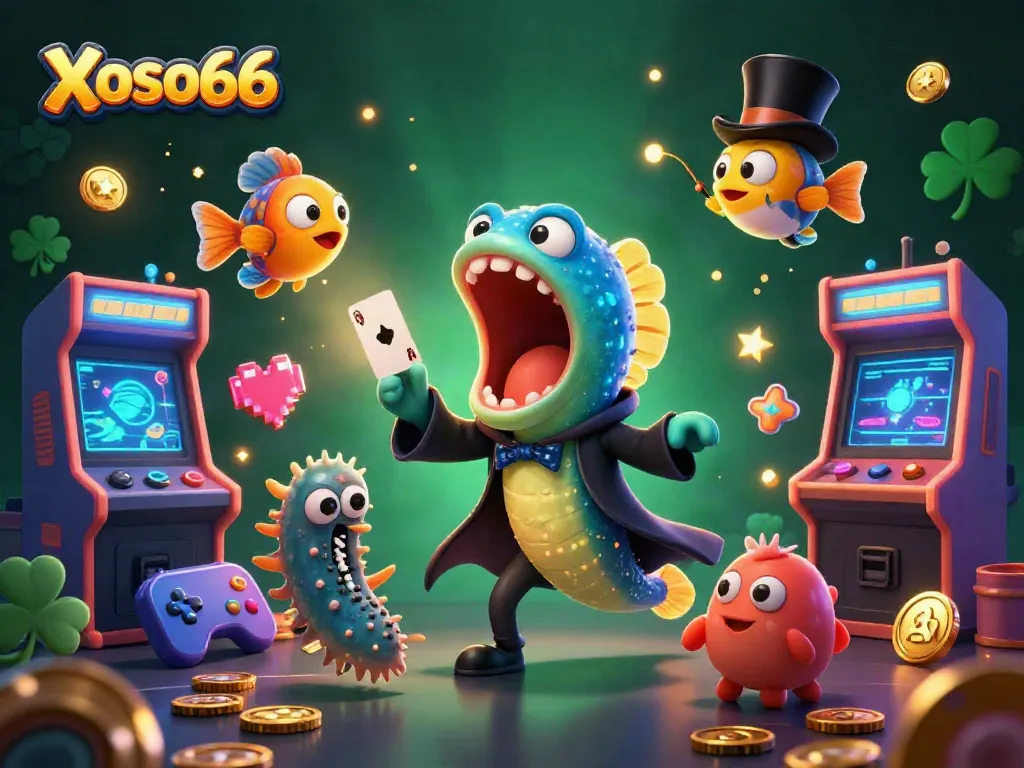 Xoso66 showcases a magical underwater casino scene with vibrant characters and colorful gaming elements.