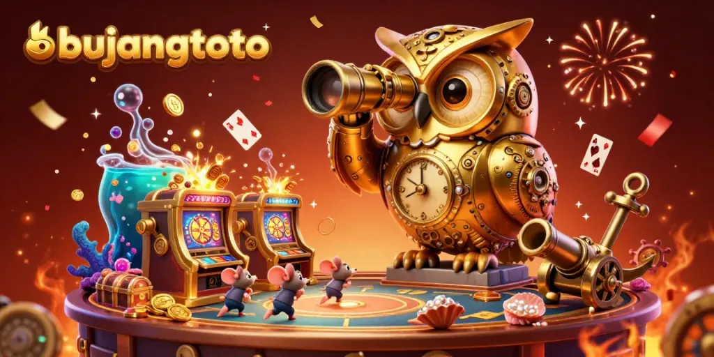 Experience the exciting gameplay at bujangtoto with animated characters and vibrant casino elements.