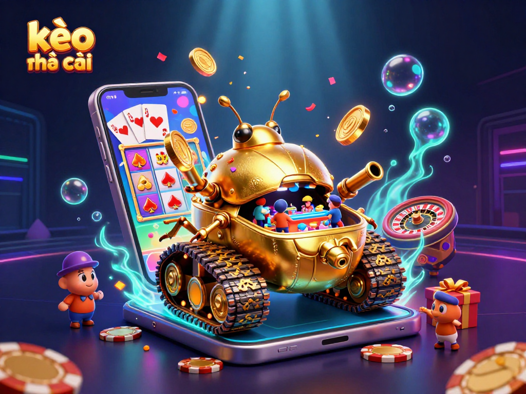 Bet on kèo nhà cái with a vibrant illustration of a golden beetle tank casino and exciting gaming elements.