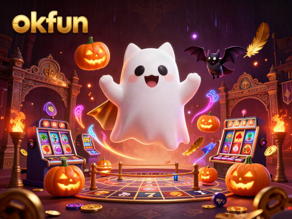 Experience okfun thrills with a ghost cat and vampire bat in a haunted casino adventure.