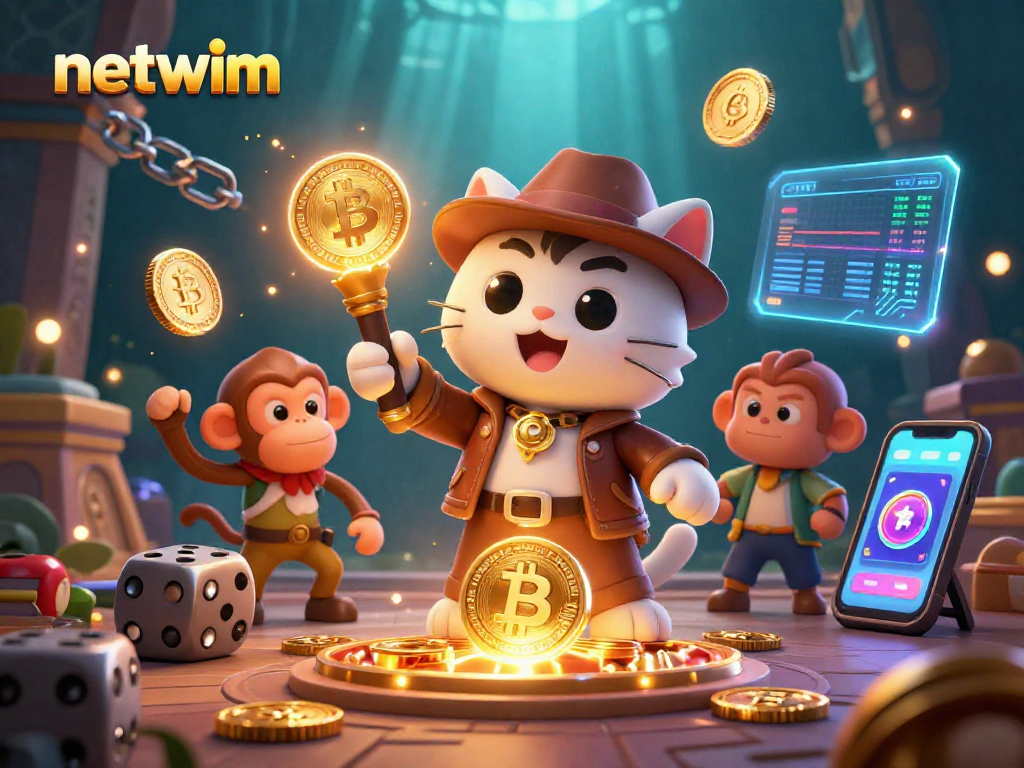 Join the adventure of netwim with a cat archaeologist and monkey in a vibrant casino temple