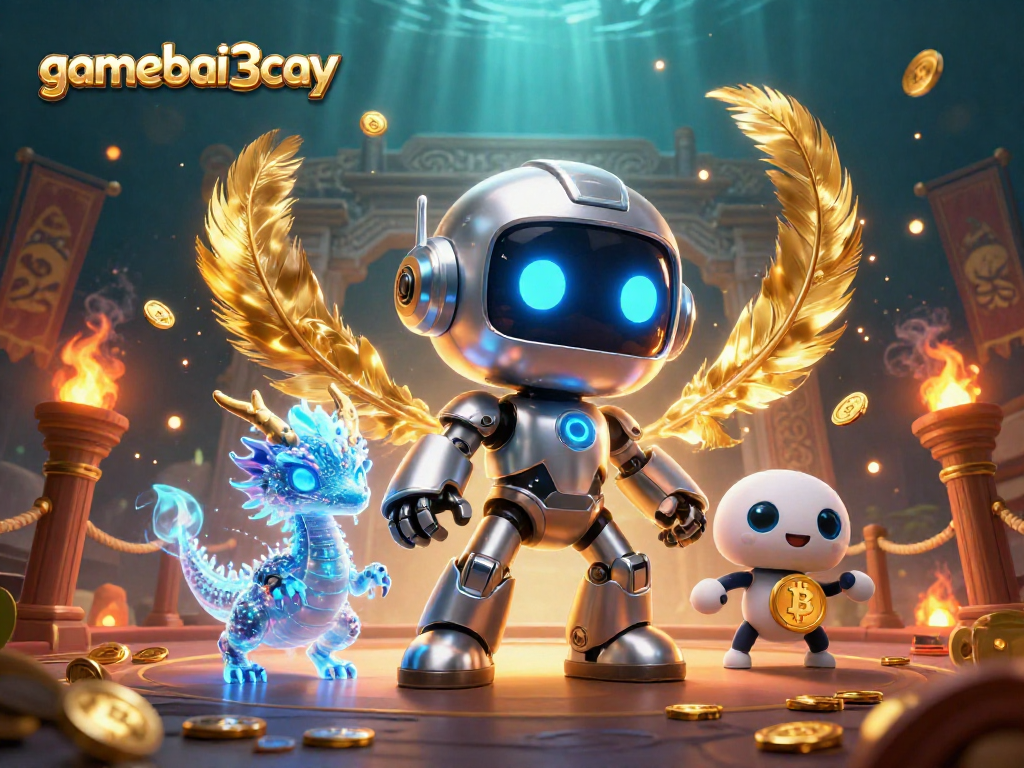 Experience thrilling action at gamebai3cay with cyberpunk characters in a vibrant casino scene.