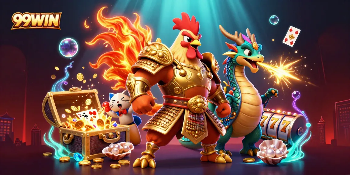 99WIN warriors showcasing luck and fortune in a vibrant online casino adventure