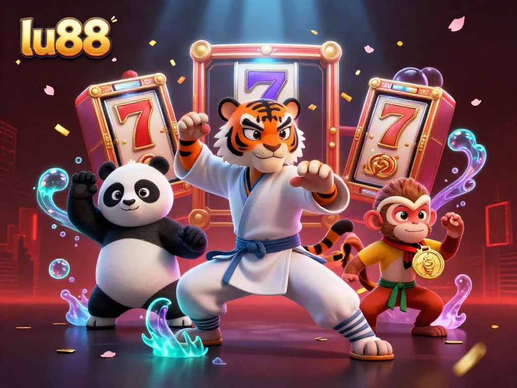Experience exciting slot gaming at lu88 with vibrant characters and dynamic casino elements in a vivid scene.