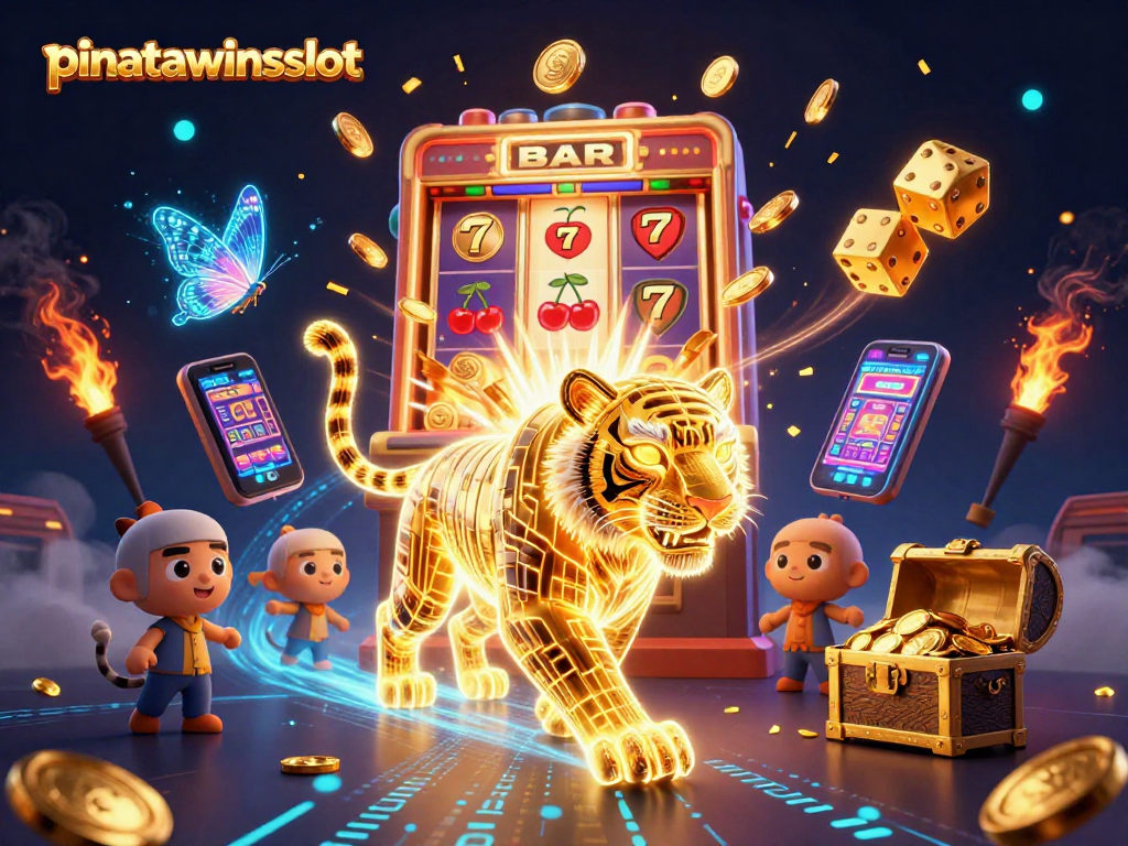 Spin to win big in pinatawinsslot with a vibrant display of colorful casino elements and characters.