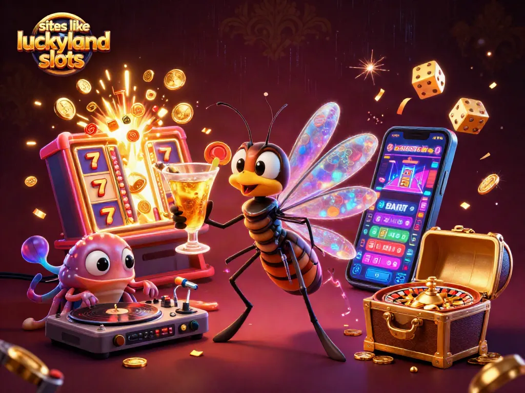 Join the excitement of sites like LuckyLand Slots with this lively casino scene featuring endless fun!