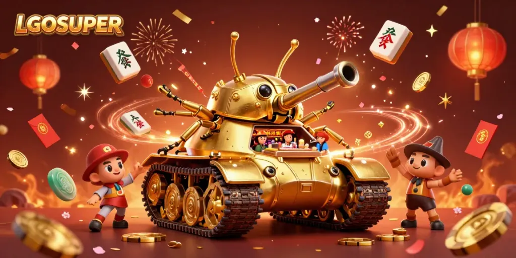Engage in vibrant gaming action with LGOSUPER's colorful 3D casino scene full of excitement.