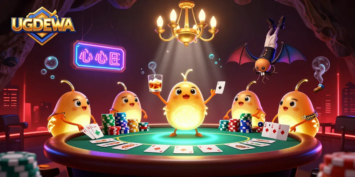 Experience exciting gameplay with UGDEWA at the vibrant casino scene illuminated by glowworms.