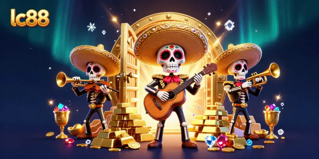 Experience the vibrant atmosphere at lc88, where mariachi skeletons play amidst treasure and excitement.
