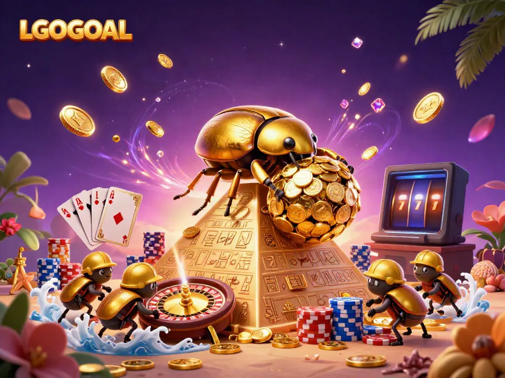 Experience the thrill of LGOGOAL as golden coins cascade in a vibrant casino scene.