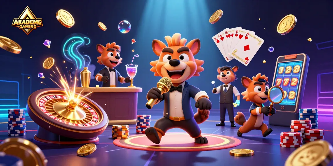 Experience the lively vibes at AKADEMIGAMING's comedy casino with vibrant characters and exciting gaming elements.