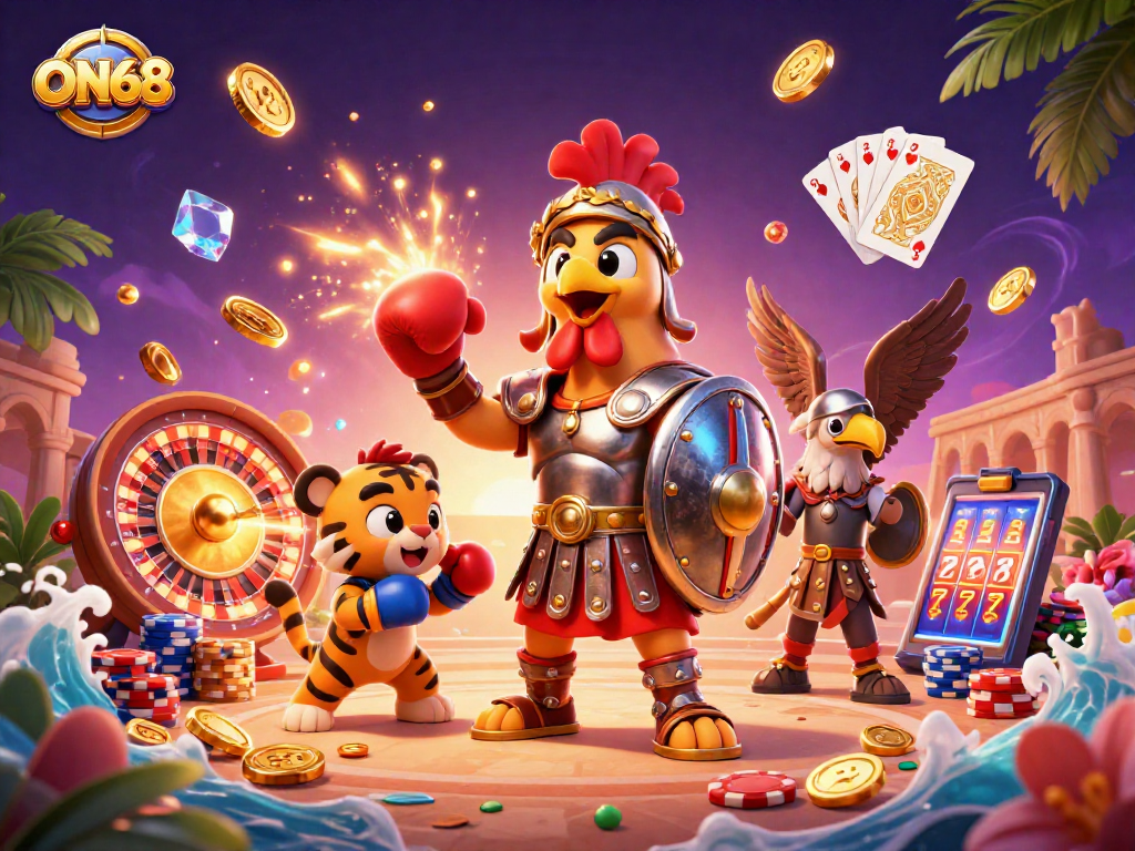 Experience the excitement with ON68 featuring a gladiator rooster at the casino