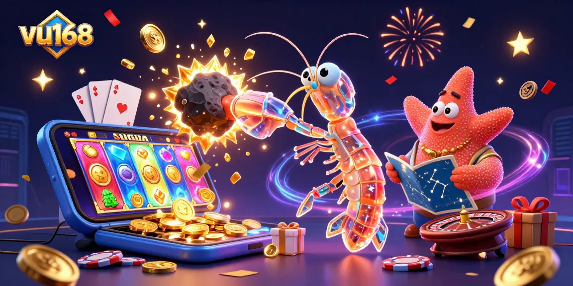Spin to win with vu168's vibrant 3D casino scene, featuring exciting gambling elements!