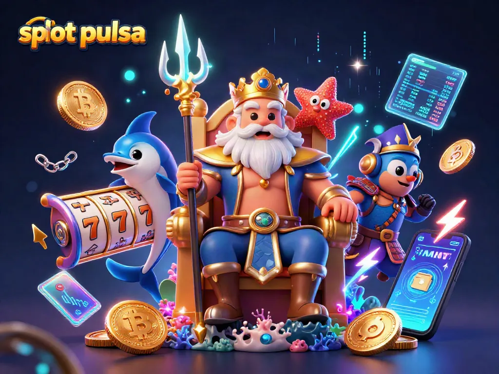 Engage in slot pulsa action with 3D cartoon characters in an exciting underwater casino setting.