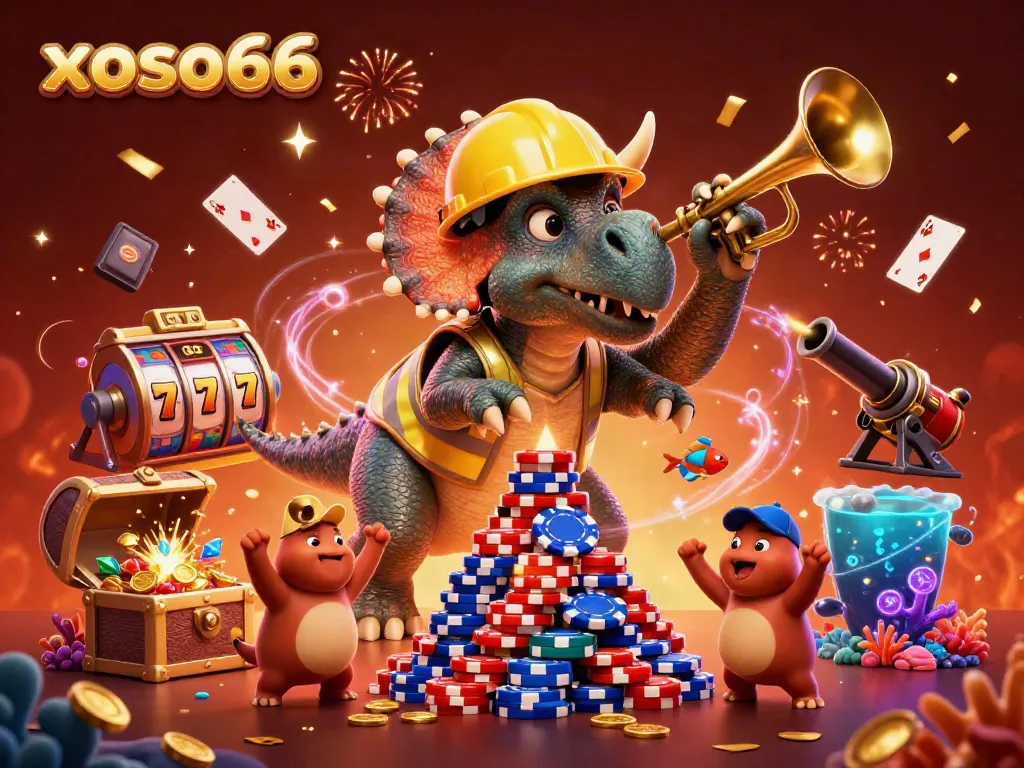 Xoso66 elevates gaming experience with vibrant casino elements and soaring celebration.