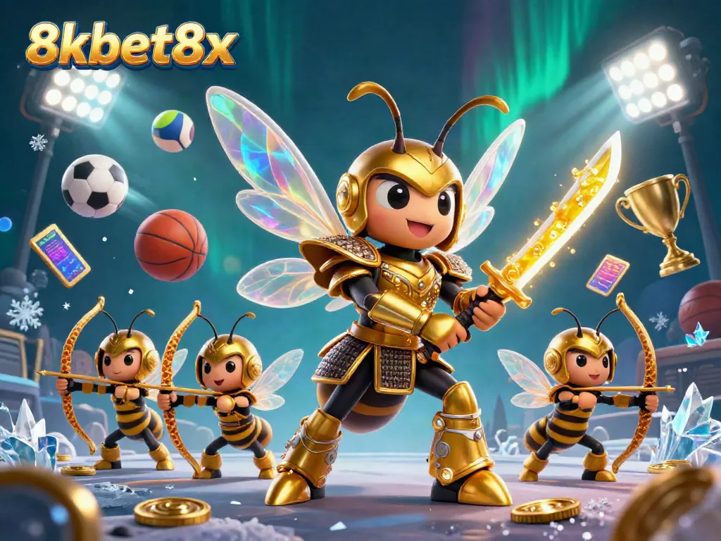 Experience thrilling gaming at 8xbet8x, where a golden samurai hornet leads the action in an engaging sports betting scene.