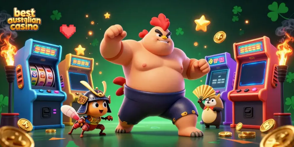 Experience the thrill at the best australian casino with vibrant gaming elements and 3D characters.