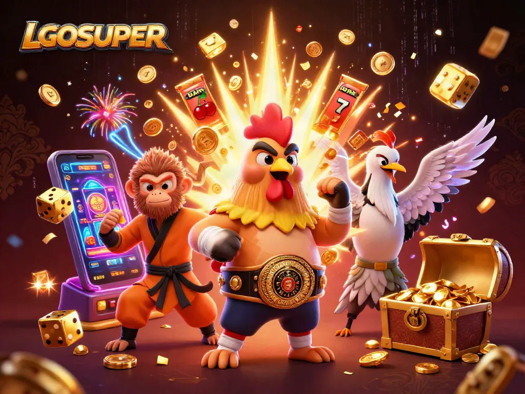 Experience the thrill of LGOSUPER with a vibrant 3D illustration of a magical casino adventure.