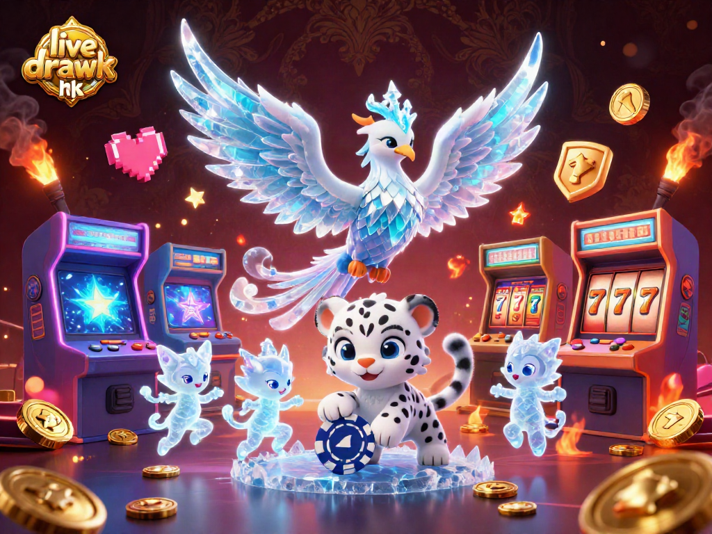 Experience the thrilling live draw hk with stunning visuals featuring an enchanting ice phoenix and casino elements.