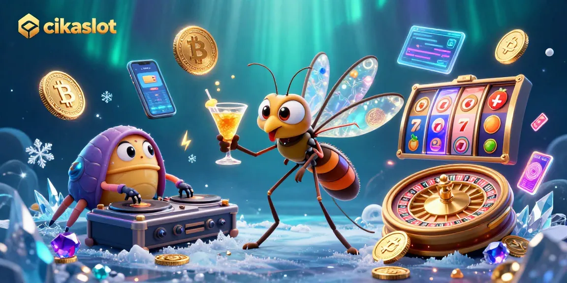 Engage with cikaslot's vibrant casino world featuring a frozen mosquito mascot, DJ trilobite, and golden roulette.