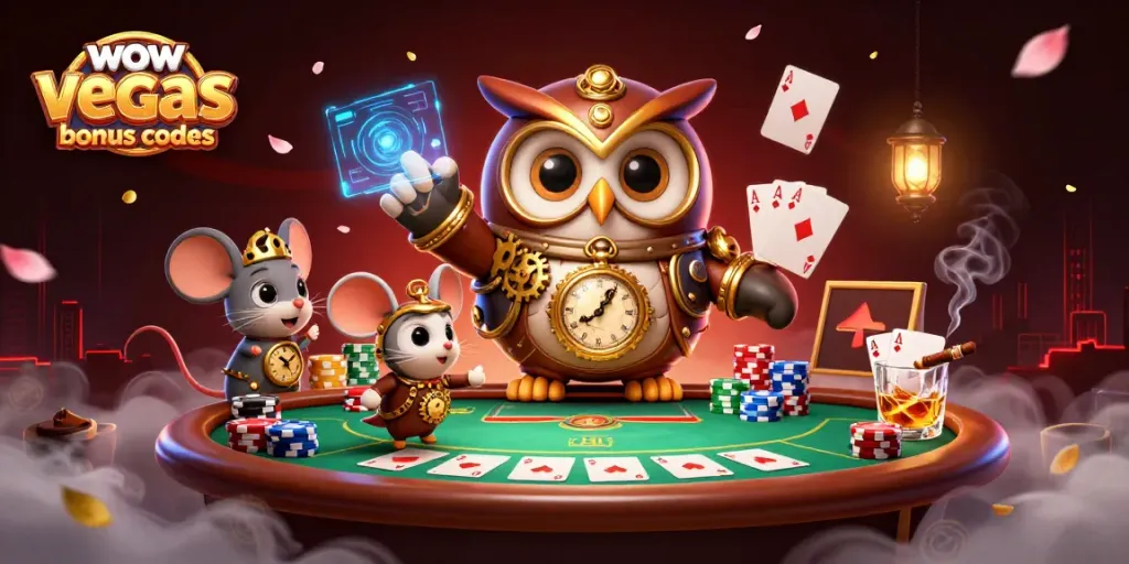 Play with wow vegas bonus codes and win big at this vibrant casino illustration.