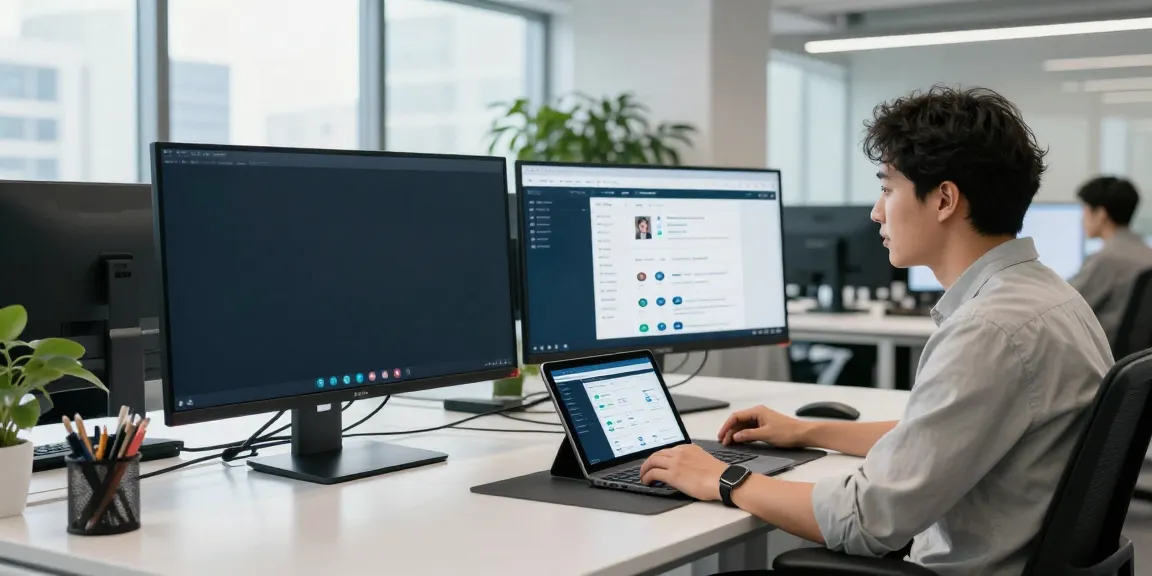 A professional discussing the A80 information platform in a modern tech workspace, showcasing collaboration and innovation.