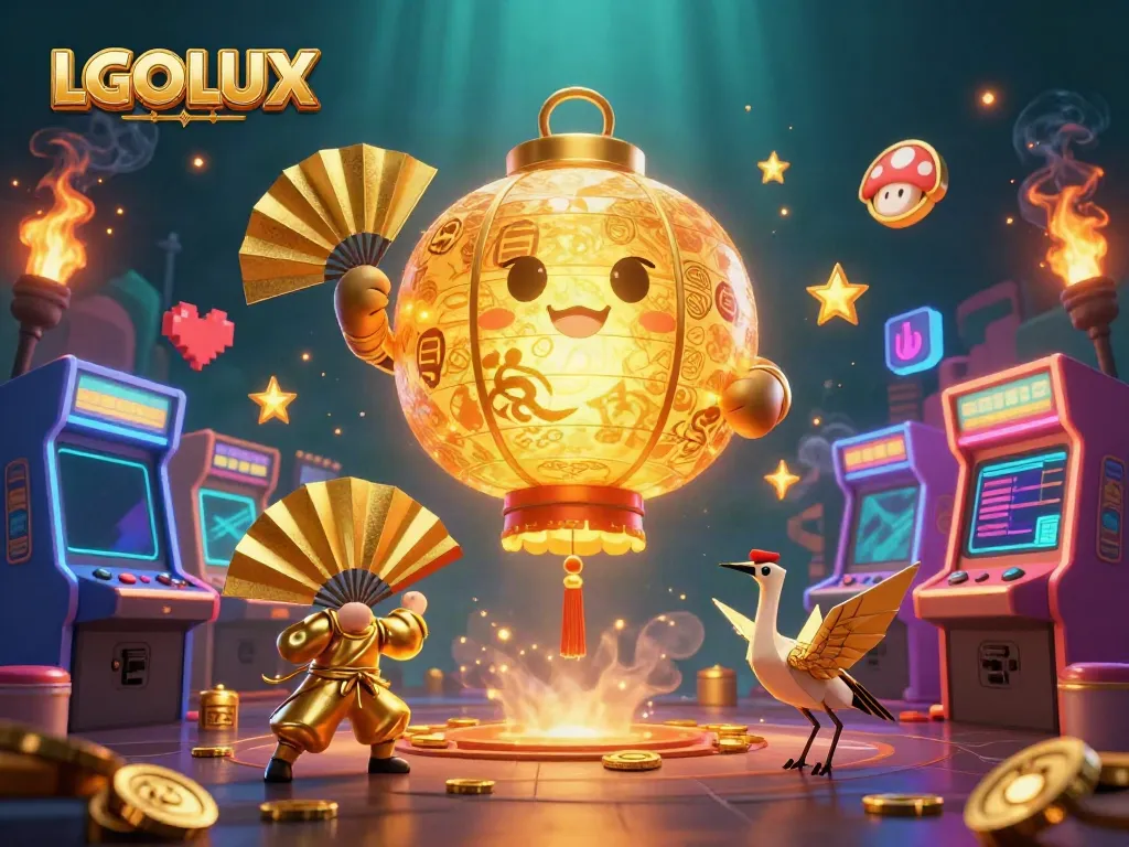 Engage with LGOLUX's immersive gaming world featuring vibrant 3D elements and dynamic characters.