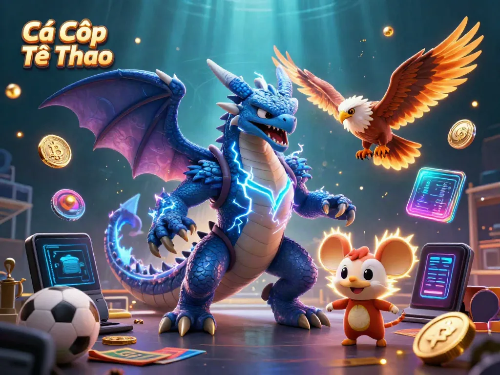 Cá Cược Thể Thao celebrates sports betting with vibrant 3D characters and dynamic wagering elements.