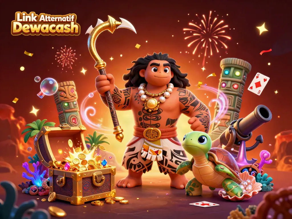 Experience the vibrant excitement of Link Alternatif Dewacash with colorful casino-themed characters and elements.