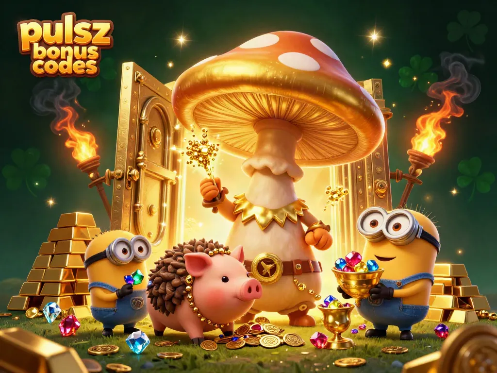 Engage with pulsz bonus codes to unlock fantastic rewards and treasures in this vibrant casino illustration.