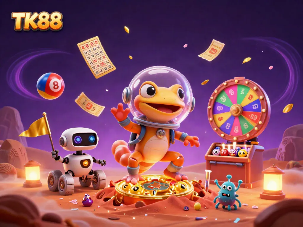 Join the TK88 Martian gecko as it discovers a golden casino buried in red sand!