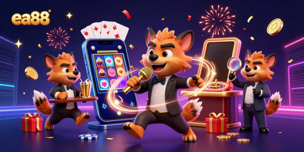 Chạy một câu lạc bộ casino hài hước với những chú linh cẩu trong bối cảnh sòng bạc EA88.
