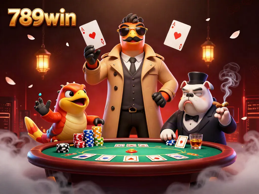 Engage in thrilling poker action at 789win as three raptors attempt to enter a VIP lounge amid a lively casino scene.