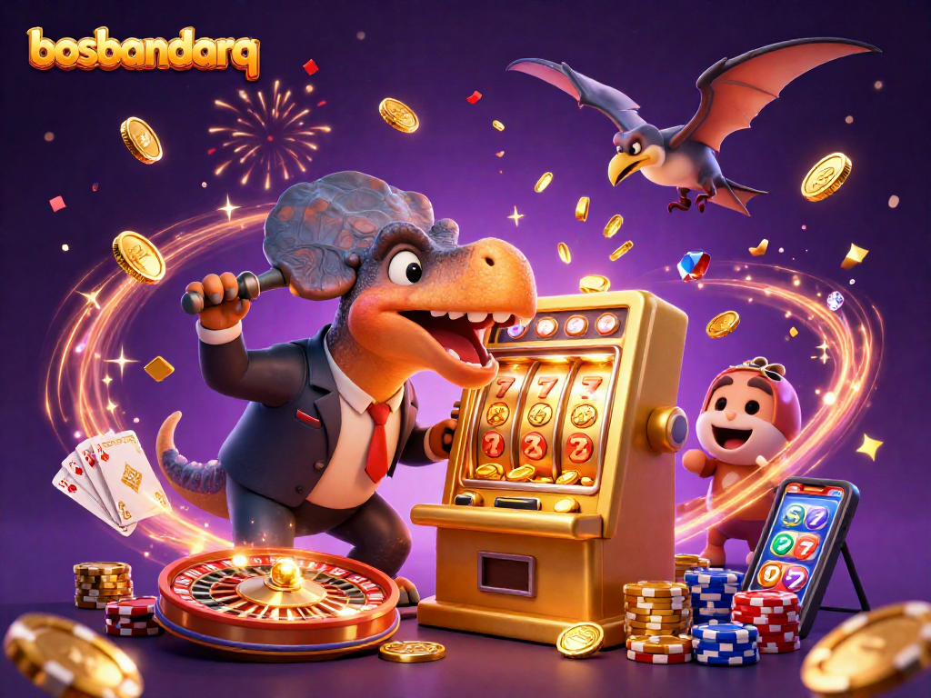 Experience exciting wins at bosbandarq as a pachycephalosaurus hits a jackpot slot machine