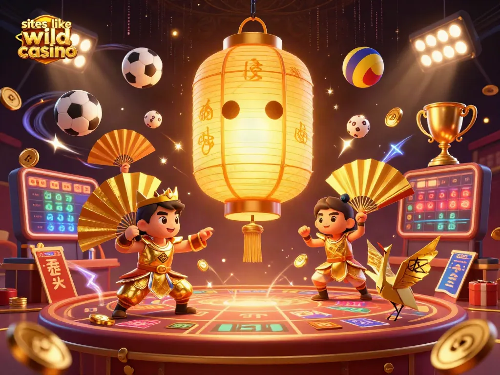 Win big at sites like Wild Casino with vibrant gaming excitement and golden characters.