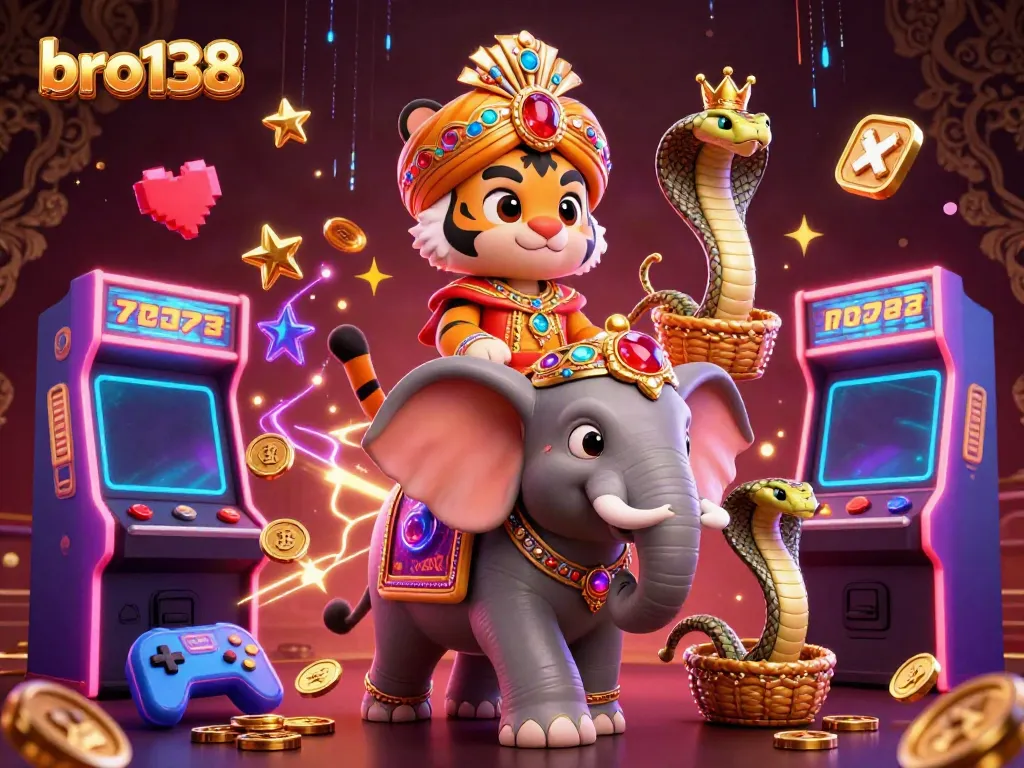 Experience the excitement of bro138 with our vibrant, jewel-encrusted casino adventure scene filled with dynamic game elements.