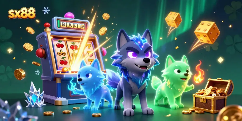 Experience sx88 excitement with vivid ghostly wolves, jackpot slots, and rich casino atmosphere.