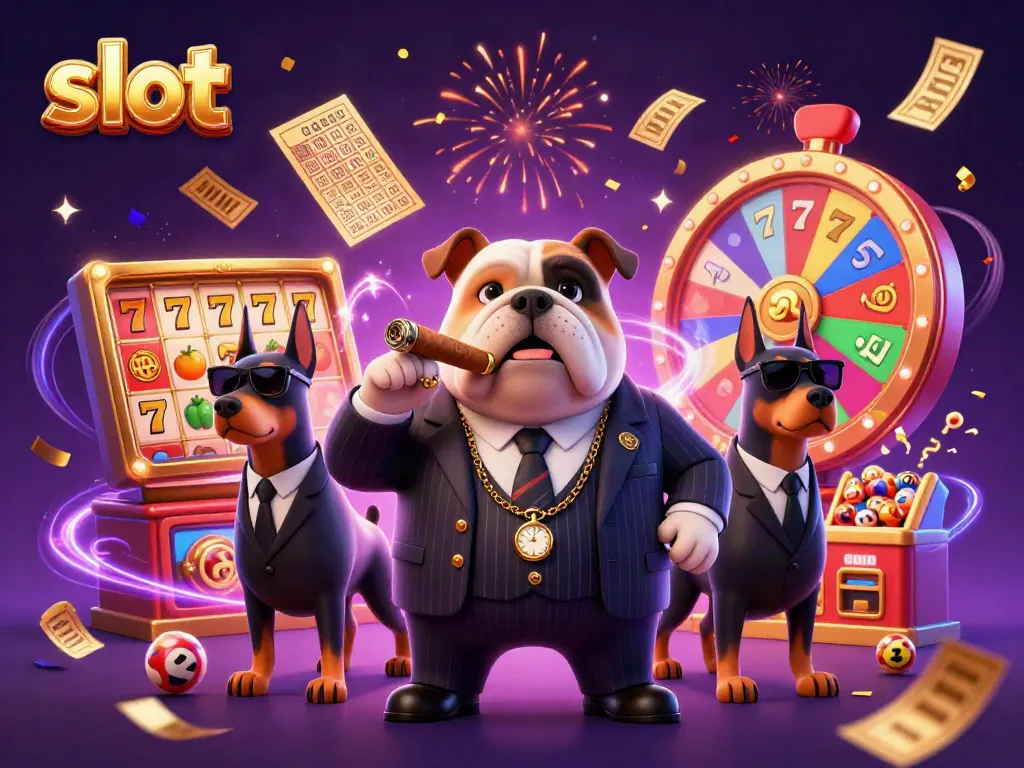 Experience thrilling slot action in this vibrant 3D casino illustration featuring lucky symbols.