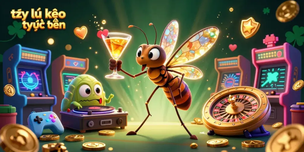 Engage with tỷ lệ kèo trực tuyến through a vibrant, animated casino scene filled with 3D characters.